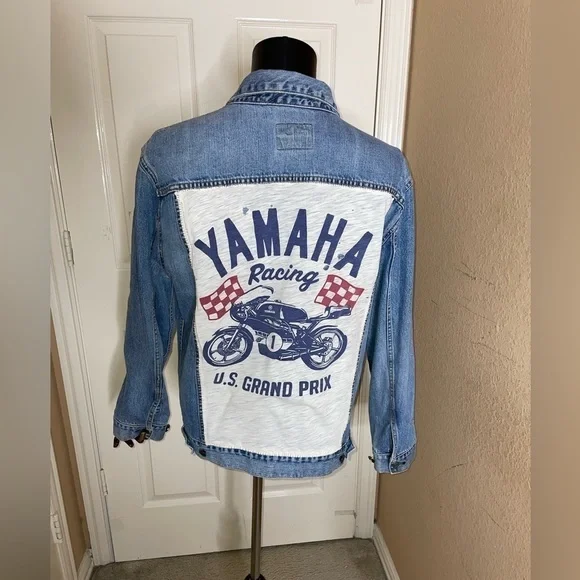 Unisex Gap Denim Gap Customized , Medium Wash Denim Icon Jean Jacket, Sz Large  - Picture 2 of 16